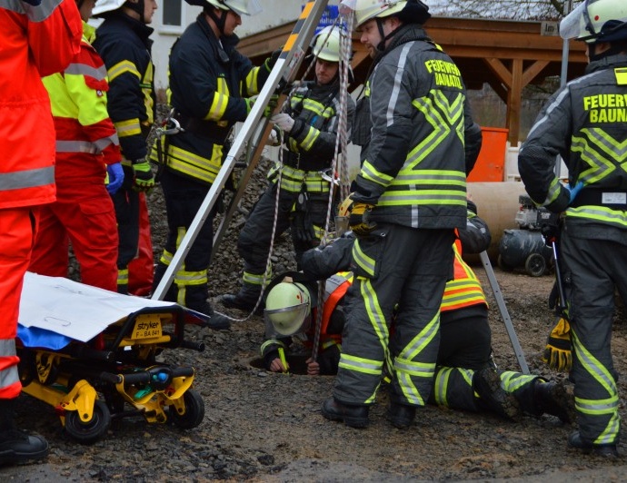 Arbeitsunfall im Kanal – Schnelle Rettung trotz schwieriger Lage