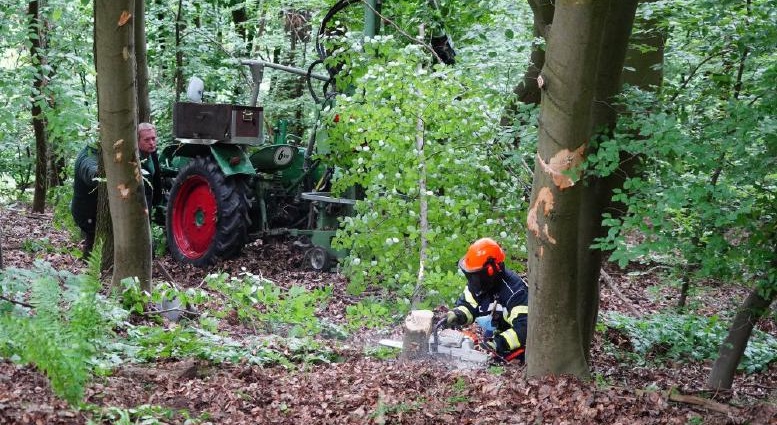40 Meter in die Tiefe – Traktor kommt im Wald von Straße ab