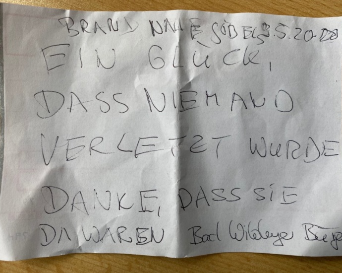 Bad Wildunger Bürger bedankt sich anonym bei den Einsatzkräften Bad Wildunger Bürger bedankt sich anonym bei den Einsatzkräften