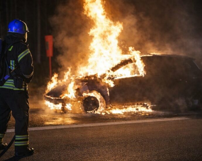 PKW brennt auf A7 aus PKW brennt auf A7 aus