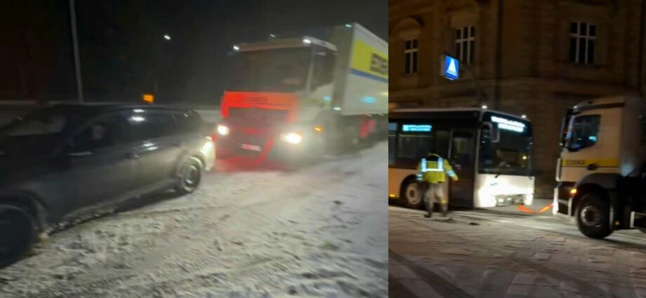 Glatteis-Chaos in Eschwege: Passat und Linienbus retten LKW in Not
