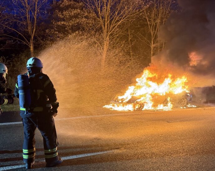 PKW brennt auf A44 vollständig aus – Fahrer bleibt unverletzt