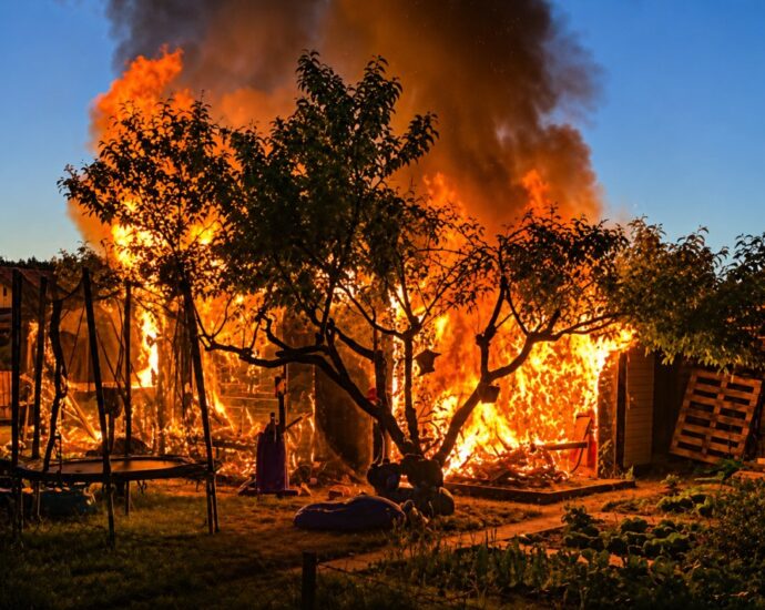 Feuer in Hanauer Kleingartenanlage – Person flüchtet nach lautem Knall