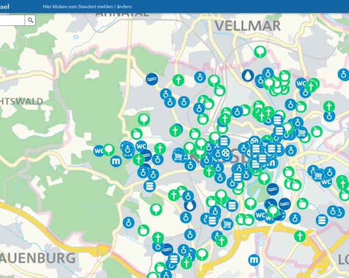 Digitale Karte zeigt kühle Orte in Kassel