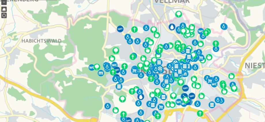 Digitale Karte zeigt kühle Orte in Kassel