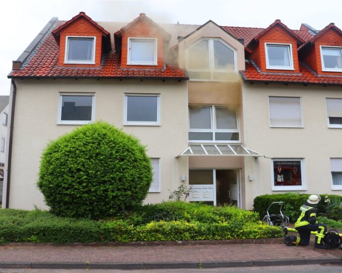 Feuerwehr rettet drei Hunde aus brennender Wohnung in Beverungen